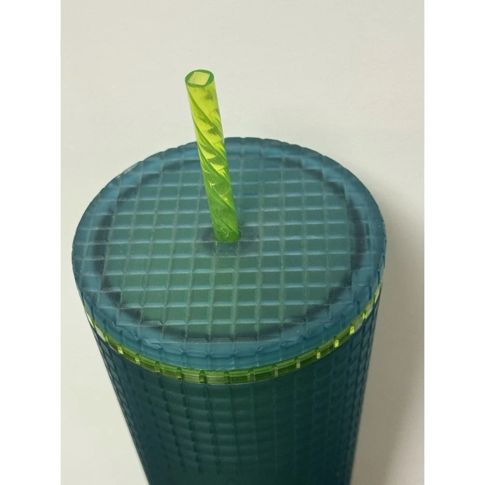 Starbucks 2022 Mountain Dew Green Yellow Blue 24oz Grid Cold Cup Tumbler